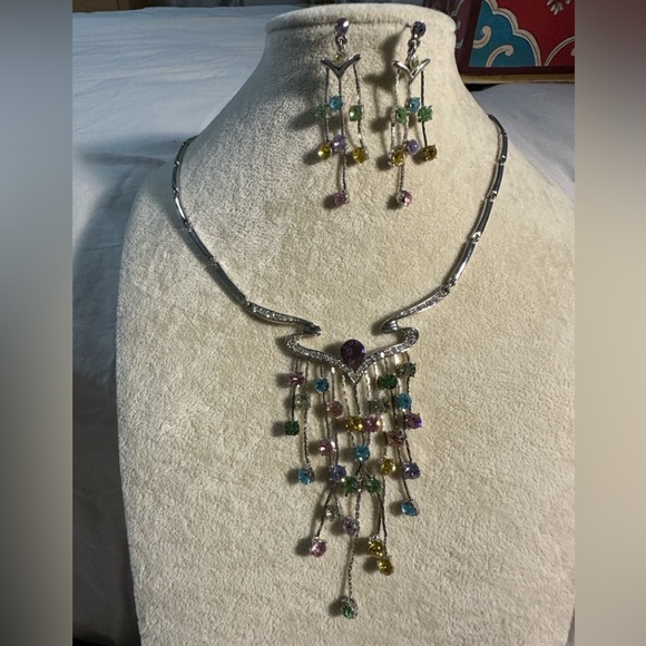 Source Unknown Silver Multicolor Necklace Set - Picture 1 of 9